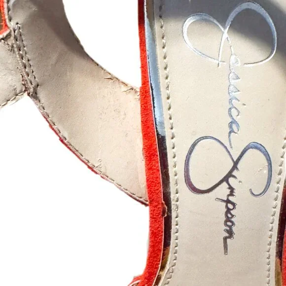 Jessica Simpson Tangerine Platform Sandals Size 7 | Chunky Summer Dress Heels - Picture 4 of 5